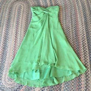 David’s Bridal strapless green chiffon dress